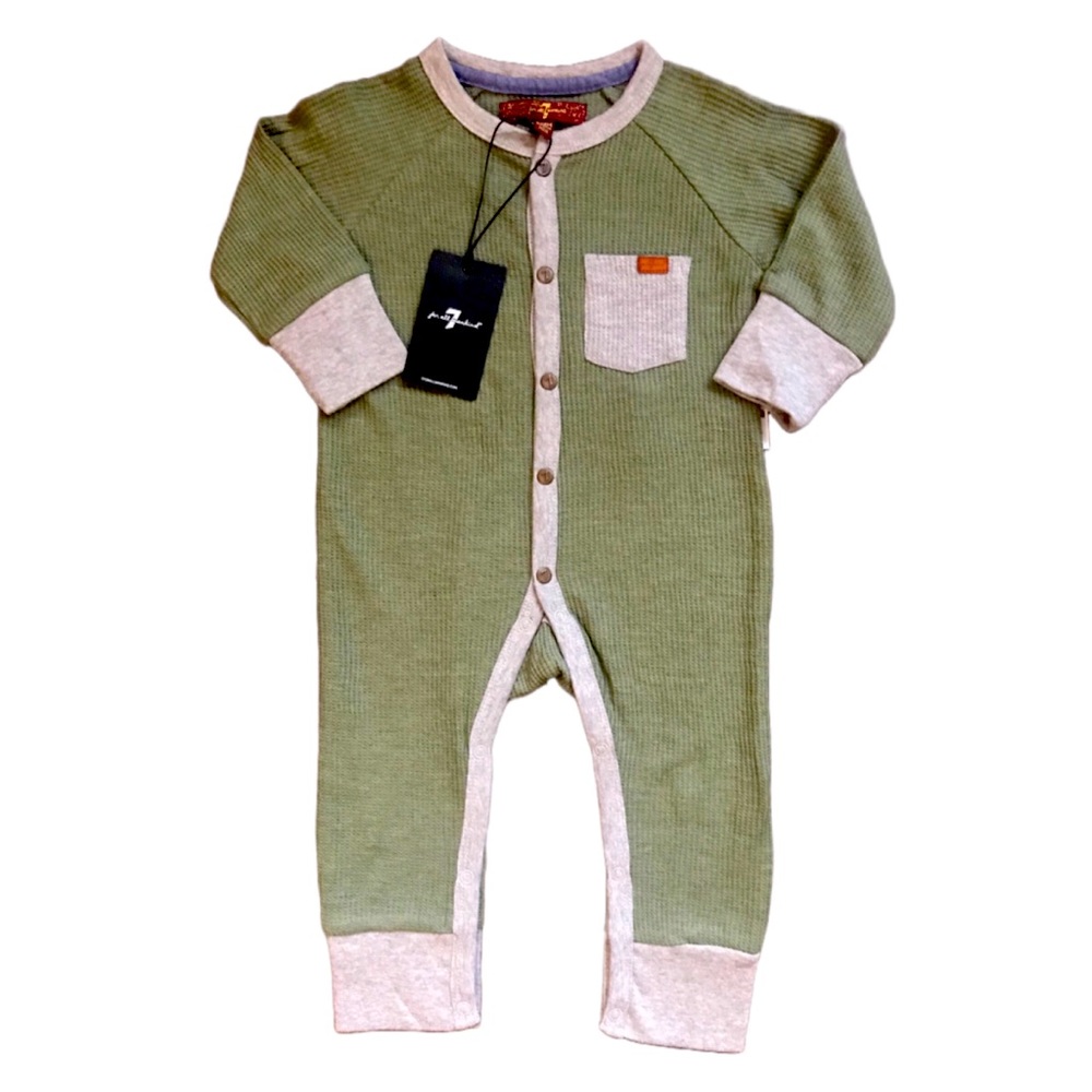 7 FOR ALL MANKIND BABY THERMAL FOOTSIE OUTFIT SIZE 3-6 MONTHS - Picture 1 of 2